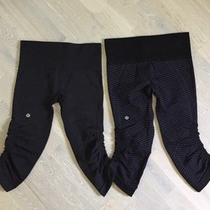 lululemon Never Worn In The Flow Ruched Capris.